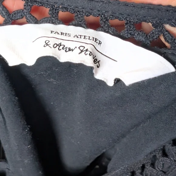 &Other Stories Embroidered Ruffle Mini Dress Black Size 4 Cotton - Picture 10 of 10